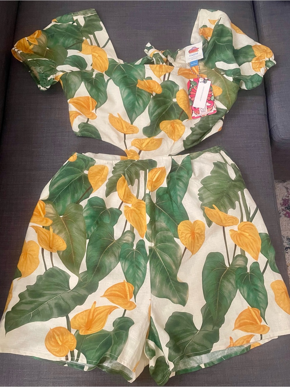Farm Rio Cutout Tie-Back Romper - Size Medium - Picture 9 of 9